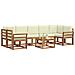 Set di divani da esterno con cuscino 8 pcs Naturale e Crema - Foto miniatura 3