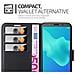 Custodia Compatibile Con Huawei Y5 2018 In Nero Carbone - Coperchio Protettiva Con Chiusura Magnetica, Funzione Stand E Tasca Per Le Carte - Foto miniatura 4