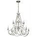 Lampadario Classico Maryville Acciaio Grigio Slavato Legno 9 Luci E14 - Foto miniatura 1