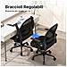 Sedia Ufficio - Sedia Scrivania Con Supporto Lombare - Poltrona Ufficio In Rete Traspirante - Sedia Da Ufficio Ergonomica Braccioli E Altezza Regolabili - Nero - Foto miniatura 3
