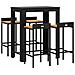 Set Bar Giardino 5 pz Nero Polyrattan e Legno Massello Acacia - Foto miniatura 2