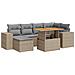 Set Divani Da Giardino 7 Pz Con Cuscini Beige In Polyrattan - Foto miniatura 2