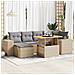 Set Divani Da Giardino 7 Pz Con Cuscini Beige In Polyrattan - Foto miniatura 1