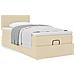 Struttura Letto Pouf con Materasso Crema 90x190 cm in Tessuto - Foto miniatura 4