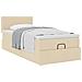 Struttura Letto Pouf con Materasso Crema 90x190 cm in Tessuto - Foto miniatura 5