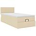 Struttura Letto Pouf con Materasso Crema 90x190 cm in Tessuto - Foto miniatura 6