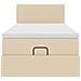 Struttura Letto Pouf con Materasso Crema 90x190 cm in Tessuto - Foto miniatura 7