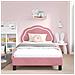 Struttura letto bambini con testata Rosa 80 x 200 cm Velluto - Foto miniatura 3