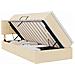 Letto con contenitore e LED con led Crema 90 x 190 cm Tessuto - Foto miniatura 1