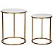 Coppia Tavolinetti Simply Marble In Ferro E Marmo Artificiale Gold E Bianco - Ø 52 E 42 Cm - Foto miniatura 1