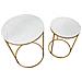 Coppia Tavolinetti Simply Marble In Ferro E Marmo Artificiale Gold E Bianco - Ø 52 E 42 Cm - Foto miniatura 2
