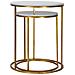 Coppia Tavolinetti Simply Marble In Ferro E Marmo Artificiale Gold E Bianco - Ø 52 E 42 Cm - Foto miniatura 4