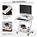 Tavolo Scrivania Porta Pc Piano Tastiera A Scomparsa E 4 Ruote, Bianco - Foto miniatura 3