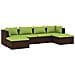 Set Divani Da Giardino 6 Pz Con Cuscini In Polyrattan Marrone - Foto miniatura 1