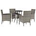 Set Bistrò Da Giardino 5 Pz Con Cuscini In Polyrattan Grigio - Foto miniatura 1