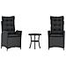 Set Da Bistrò 3 Pz Con Cuscini Nero In Polyrattan - Foto miniatura 1