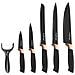 Set Coltelli 6 Pezzi Con Lame Acciaio Inox E Supporto, Nero - Foto miniatura 1