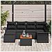 Set Divano Giardino 7 Pezzi con Cuscini Nero in Rattan Polietilenico Acacia - Foto miniatura 3
