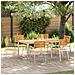 Set da pranzo da giardino da 7 pezzi in legno massello teak , Tavolo da pranzo per esterni  180x90x75 cm in legno massello teak, Sedie da giardino impilabili  2 pezzi in legno massello teak e acciaio, Sedie da giardino impilabili  4 pezzi in legno massell - Foto miniatura 2