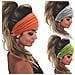 Set Di 3 Fasce Elastiche Sportive Tinta Unita - Fasce Yoga Larghe Assorbenti Per Donna Orange+grey+green - Foto miniatura 1