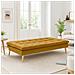Divano Letto Reclinabile 3 Posti Ergonomico In Tessuto Mostarda Con Gambe Legno - Foto miniatura 5