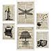Set Di 6 Stampe Poster Di Carta Seppia Con Disegni Vintage In Stile Retrò Con Temi Naturalistici E Di Viaggio Su Sfondi Di Enciclopedia A3 & A4 Cornice Bianca - Foto miniatura 1