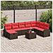 Set di divani con cuscino 9 pcs Marrone e Rosso polyrattan - Foto miniatura 2