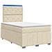 Letto Box Spring LED con Materasso Crema 120 x 190 cm Tessuto - Foto miniatura 1