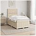Letto Box Spring LED con Materasso Crema 120 x 190 cm Tessuto - Foto miniatura 2