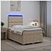 Letto Box Spring LED con Materasso Crema 120 x 190 cm Tessuto - Foto miniatura 4
