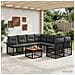 Set di divani da esterno 9 pz Nero e Grigio scuro polyrattan - Foto miniatura 3
