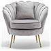 Poltrona Sedia Relax Tessuto Velluto E Metallo Imbottita Design Moderno Grigio - Foto miniatura 3
