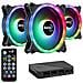 Lot De 3 Ventilateurs De Boitier Aerocool Duo 12 Pro Rgb 12cm Avec Tãƒâ€°lãƒâ€°commande (noir) - Foto miniatura 3