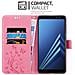 Custodia Compatibile Con Samsung Galaxy A8 2018 In Rosa Fiore - Coperchio Protettivo In Design Floreale Con Chiusura Magnetica, Funzione Stand E Slot Per Carte - Foto miniatura 3