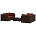 Set Divani Da Giardino 5 Pz Con Cuscini In Polyrattan Marrone - Foto miniatura 1