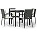 Set Da Pranzo Da Giardino 5 Pz Nero Con Cuscini In Polyrattan - Foto miniatura 1