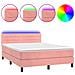 Letto A Molle Con Materasso E Led Rosa 140x190 Cm In Velluto - Foto miniatura 1