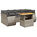 Set Divani da Giardino 7 pz con Cuscini Grigio in Polyrattan - Foto miniatura 1