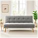 Divano Letto Reclinabile 3 Posti Ergonomico In Tessuto Grigio Con Gambe In Legno - Foto miniatura 5