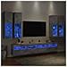 Set Mobili TV a Muro 7 pz con Luci LED Grigio Cemento - Foto miniatura 2