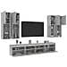 Set Mobili TV a Muro 7 pz con Luci LED Grigio Cemento - Foto miniatura 5