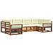 Set divani 6 pcs Naturale e Crema Legno di Acacia Massello - Foto miniatura 1