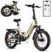 L20 3.0 Pro E?bike pieghevole con motore centrale 250W, sospensione completa, batteria 720Wh, tracciamento GPS, pneumatici 20x3.0'', adatta città e fuoristrada, Oro - Foto miniatura 1