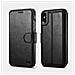 Xs Iphone Max Portafoglio In Pelle Di Caso Staccabile 2in1 Vintage Nero Nappa - Foto miniatura 1