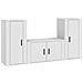 Set Mobili Porta Tv 3 Pz Bianco In Legno Multistrato - Foto miniatura 2