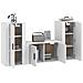 Set Mobili Porta Tv 3 Pz Bianco In Legno Multistrato - Foto miniatura 3
