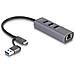 DeLOCK Hub USB 5 Gbps a 3 porte + LAN Gigabit con connettore USB Type-C o USB Tipo-A in contenitore metallico - Foto miniatura 1
