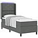 letto con rete a doghe e materasso LED grigio scuro 90x190 cm in tessuto - Foto miniatura 1