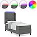 letto con rete a doghe e materasso LED grigio scuro 90x190 cm in tessuto - Foto miniatura 4