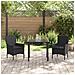 Set da Pranzo per Giardino con cuscino 3 pcs Nero Poly Rattan - Foto miniatura 4